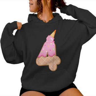 4° Compleanno Ragazza 4 Anni Gelato Numero 4 Felpa con cappuccio da donna - Novitaregali