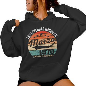 56 Años Cumpleaños Las Leyendas Nacen En Marzo De 1970 Cuello Sudadera con capucha para mujer - Regaloses