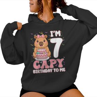 7 Years Old Capy Birthday To Me 7Th Birthday Capybara Girl Women Hoodie - Monsterry