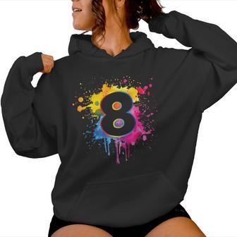 8 Geburtstagplash Color 8 Jahre Jungs Mädchen Bunt Kapuzenpullover für Damen - Seseable