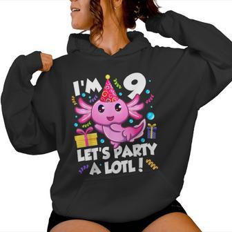 9 Anni Axolotl Amante 9 ° Compleanno Kawaii Ragazzi Ragazze Felpa con cappuccio da donna - Novitaregali