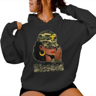 Afro Black Camo Melanin Queen Cap Hat Blessed Women Hoodie - Thegiftio UK