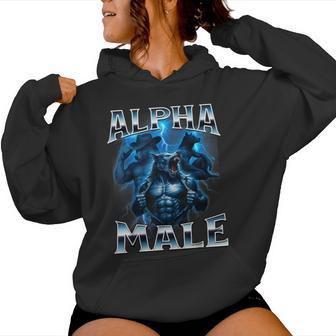 Alpha Male Wolf Meme Sigma Embarrassing Brainrot Sarcastic Women Hoodie - Thegiftio UK