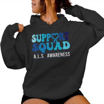 Als Awareness Support Squad Groovy Als Awareness Als Support Women Hoodie - Thegiftio UK
