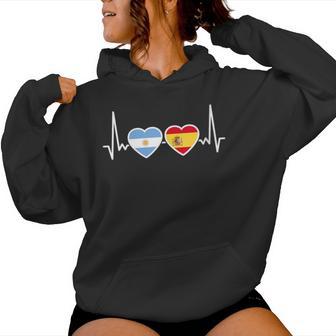Argentina España Latido Bandera Español Argentino Cuello Sudadera con capucha para mujer - Regaloses