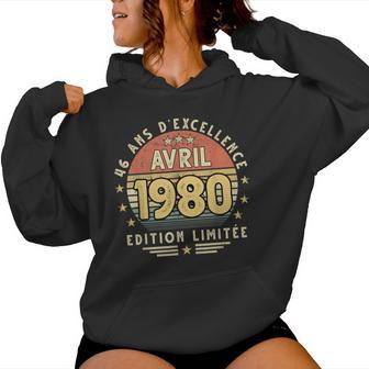 Avril 1980 Cadeau Anniversaire Avril 1980 46 Ans Homme Sweat à capuche femme - Cadeauxyz