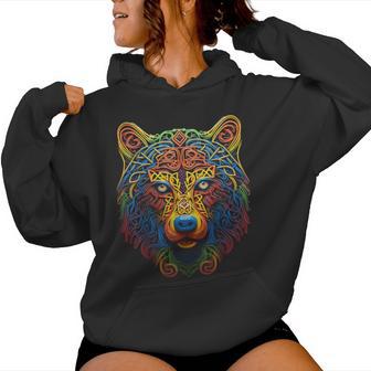 Bär Kunst Tier Mandala Bunt Kunst Bär Kapuzenpullover für Damen - Seseable