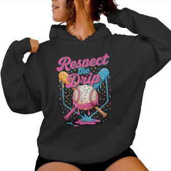Baseball Mom Dad Son Ice Cream Drip Respect The Drip Women Hoodie - Thegiftio