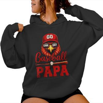 Baseball Papa Cardinal Game Day For Fathers Day Women Hoodie - Thegiftio UK