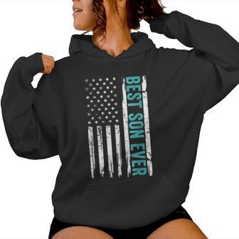 Best Son Ever Us American Flag Fathers Day From Mom Dad Women Hoodie - Monsterry CA