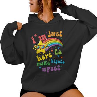 Here To Make Bigots Upset Gay Pride Lgbtq Women Women Hoodie - Monsterry