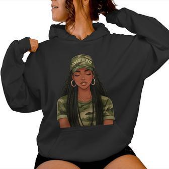 Black Woman Unbothered Locs Camo Girl Loc'd Afro Hair Women Hoodie - Monsterry