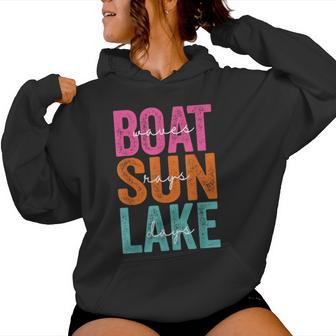 Boat Waves Sun Rays Lake Day Retro Summer Vacation Women Women Hoodie - Thegiftio UK