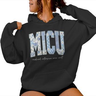 Boho Floral Micu Nurse Patchwork Medical Intensive Care Unit Women Hoodie - Thegiftio