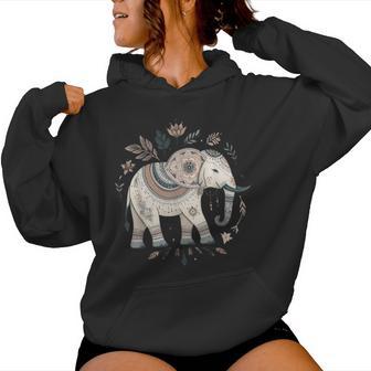 Boho Safari Animal Mandala Elephant Indian Zen Mindfulness Women Hoodie | Mazezy