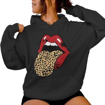 Bouche Dents Lèvres Avec Langue Léopard Sweat à capuche femme - Cadeauxyz