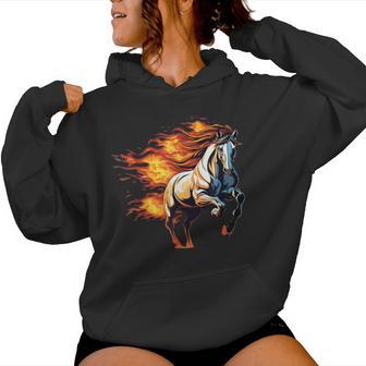 Caballo De Fuego Con Llamas Caballoalvaje Horóscopo Chino Sudadera con capucha para mujer - Regaloses
