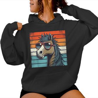 Caballo Retro Con Gafas Deol Para Hombres Es Y Niños Caballo Divertido Sudadera con capucha para mujer - Regaloses