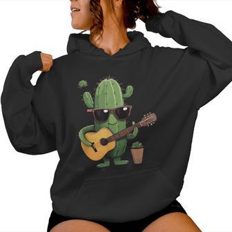 Cactus Avec Lunettes Deoleil Et Guitare Acoustique Cactus Guitarist Sweat à capuche femme - Cadeauxyz