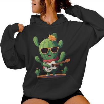 Cactus Avec Lunettes Deoleil Et Guitare Électrique Cactus Guitarist Sweat à capuche femme - Cadeauxyz