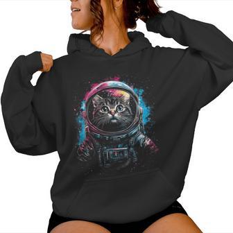 Cat Astronaut Space Kitten Cosmic Galaxy Women Hoodie - Monsterry