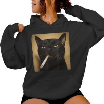 Cat Smoking Cigarette Kitty Meme Women Women Hoodie | Seseable UK
