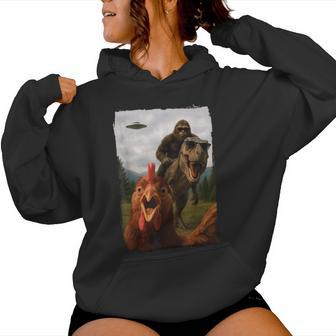Chicken Bigfoot T-Rex Ufo Selfie Women Hoodie - Thegiftio UK