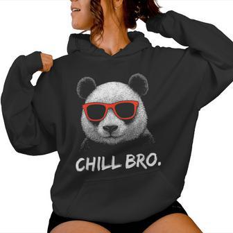 Chill Bro – Lustiges Panda Mitonnenbrille Gamer Kapuzenpullover für Damen - Seseable