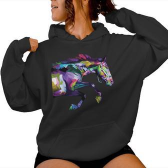 Colorido Caballo Corriendo Arte Para Los Amantes Caballos Domar Animales Sudadera con capucha para mujer - Regaloses