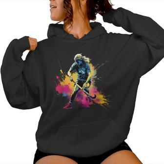 Colorido Jugador De Hockeyobre Hierba Chica En Hockeyobre Césped Para Sudadera con capucha para mujer - Regaloses