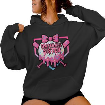 Cool Family Baseball Sister Love Cheer Melting Illustration Women Hoodie - Thegiftio UK