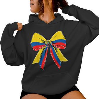 Coquette Bow Ecuador Flag Ecuadorian Girls Roots Pride Women Hoodie - Thegiftio UK