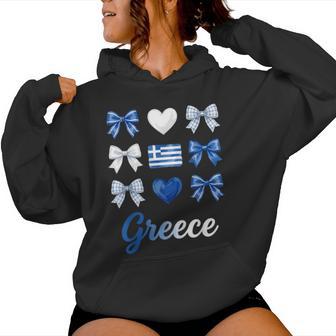 Coquette Nœud Drapeau Grec Grèce Cœurs Mignon Filles Sweat à capuche femme - Cadeauxyz