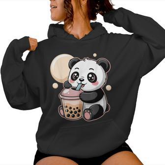 Cute Kawaii Panda Drinking Boba Bubble Tea Aesthetic Women Hoodie - Thegiftio