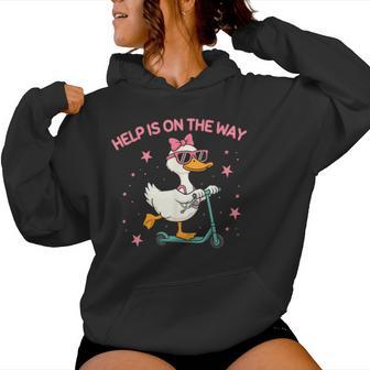 Cute Scooter Goose School Nurse Help Is On The Way Women Hoodie - Thegiftio UK