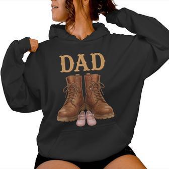 Dad Of Daughter Vintage Boots Father Girl Proud Dad Women Hoodie - Thegiftio UK