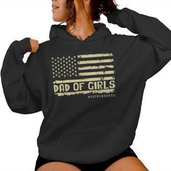 Dad Of Girls Outnumbered Us Flag Father's Day Daughter Dad Women Hoodie - Monsterry