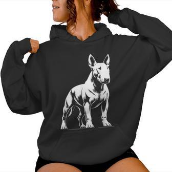 Dog Dad Mom Lover – Monochromatischer Bullterrier Kapuzenpullover für Damen - Seseable