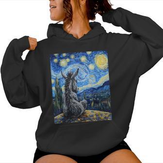 Donkey Van Gogh Style Starry Night Graphic Women Hoodie - Monsterry