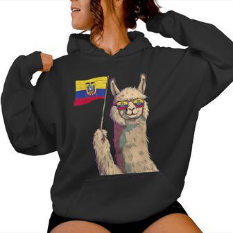 Ecuadorian Roots Llama Sunglass Ecuadorian Flag Ecuador Women Hoodie - Thegiftio UK