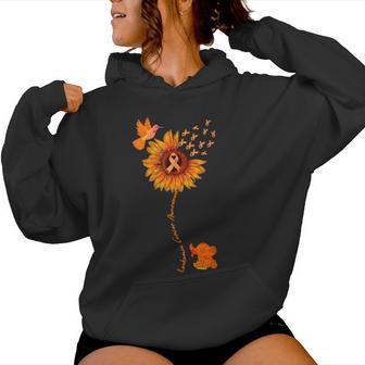 Elephant Sunflower Orange Ribbon Leukemia Cancer Awareness Women Hoodie - Monsterry