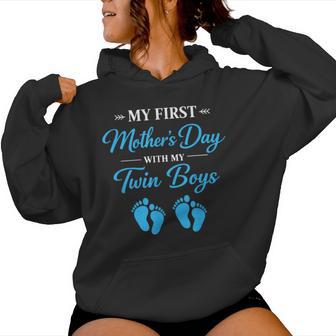 My First Twin Boys Mom Women Hoodie - Monsterry
