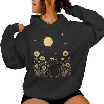 Floral Guinea Pig Moon Celestial Night Flower Animal Lover Women Hoodie | Mazezy