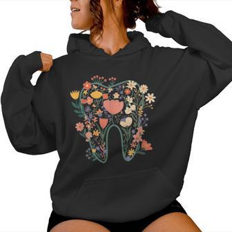 Floral Tooth Boho Flower Dental Student Dental Assistant Women Hoodie - Thegiftio