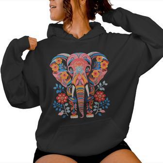 Flower Elephant With Floral Graphic For Mom Girl Ns Women Women Hoodie - Thegiftio