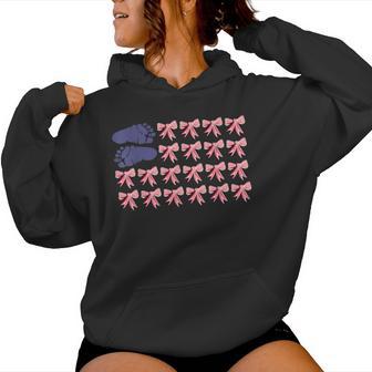 Footprint Coquette Mother Baby Nurse 4Th July Usa Flag Nicu Women Hoodie - Thegiftio UK