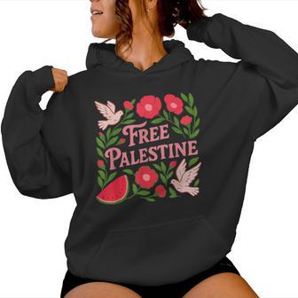 Free Palestine Gaza Boho Flower Watermelon Women Hoodie - Thegiftio UK