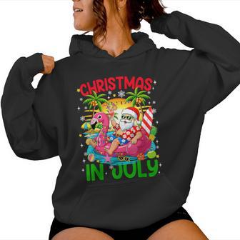 Christmas In July Santa Flamingo Float Summer Xmas Kid Women Hoodie | Seseable UK