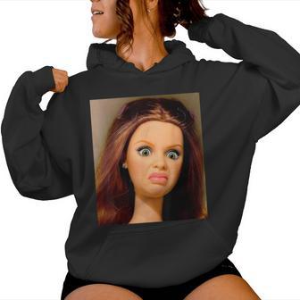 Disgusting Doll Face Meme Y2k Hilarious Sarcastic Women Hoodie - Thegiftio UK