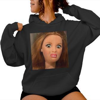 Doll Face Meme Expression Hilarious Sarcastic Women Hoodie - Thegiftio UK
